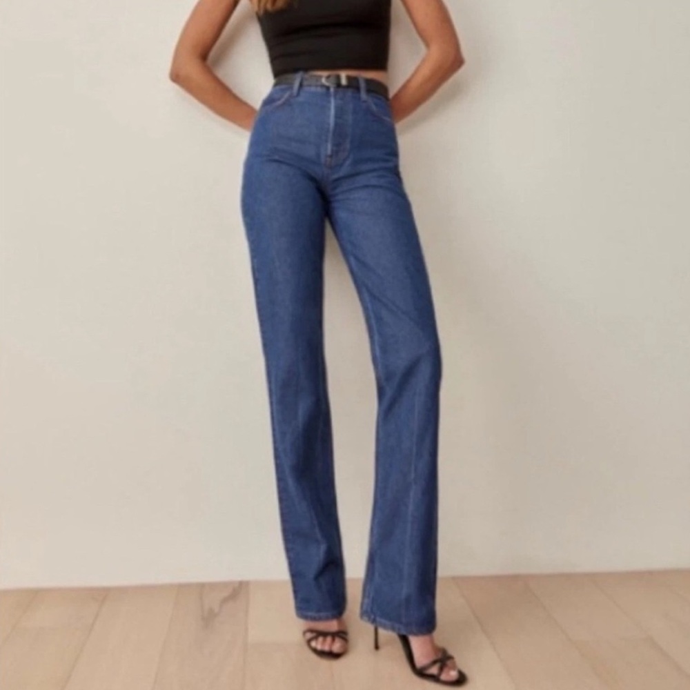 Reformation Cynthia High Rise Straight Long Jeans